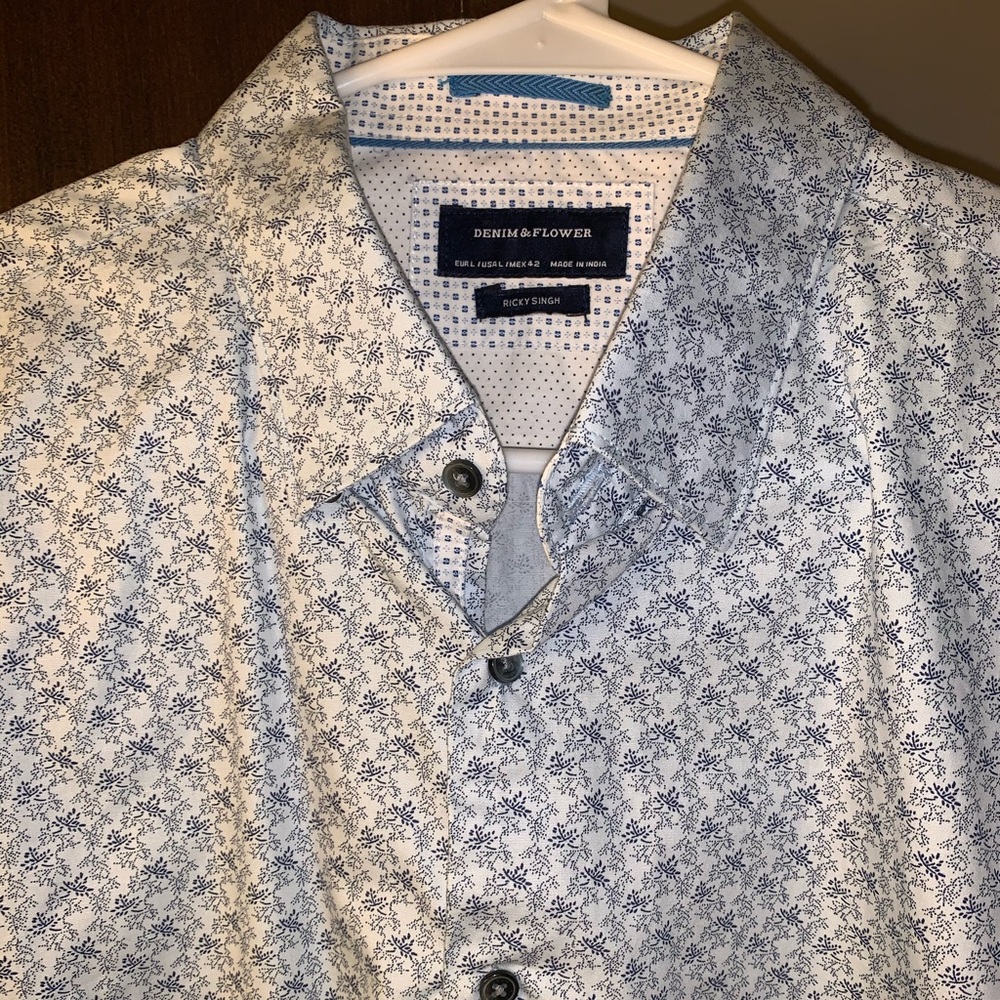 Denim and Flower button down shirt